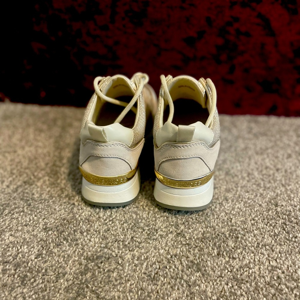 Michael Kors white and gold sneaker,￼ size 8